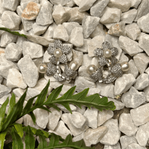 Floral Pearl and Sparkle Cluster Earring