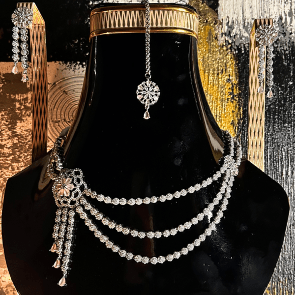 Elegant Pink Stone and Crystal Necklace and Earring Set