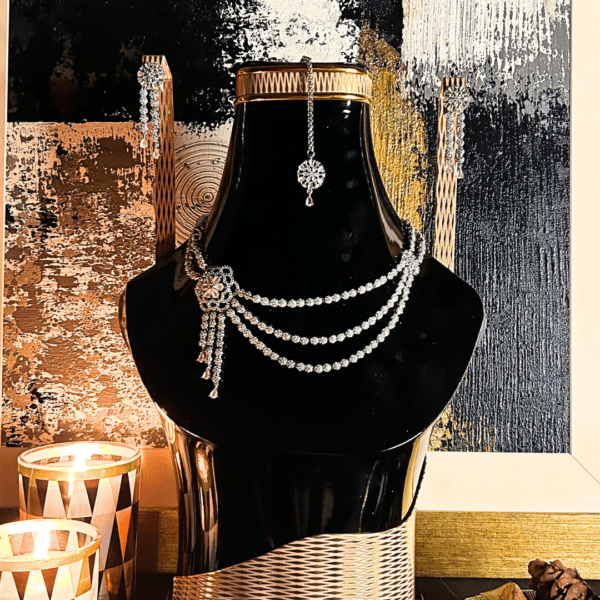 Elegant Pink Stone and Crystal Necklace and Earring Set - Image 5