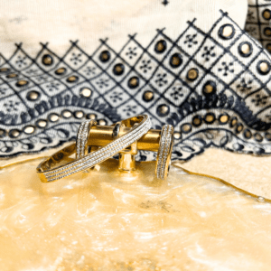 Premium Elegant Crystal-Accented Gold-Tone Bracelet and Earrings Set
