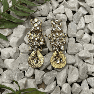 Gold and Crystal Floral Drop Earrings