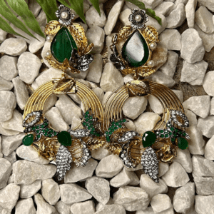 Green Agate and Gold Hoop Earrings