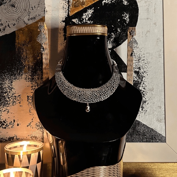 Elegant Crystal Choker Necklace and Earring Set - Image 9