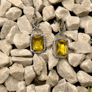 Yellow Citrine and Sparkling Crystal Earrings