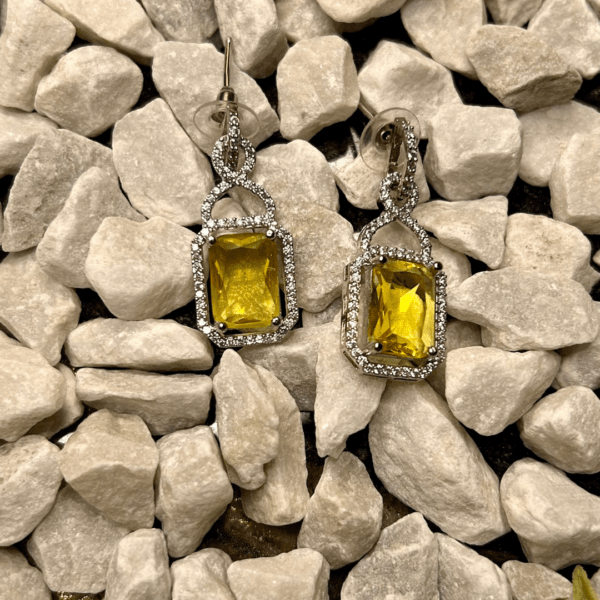 Yellow Citrine and Sparkling Crystal Earrings